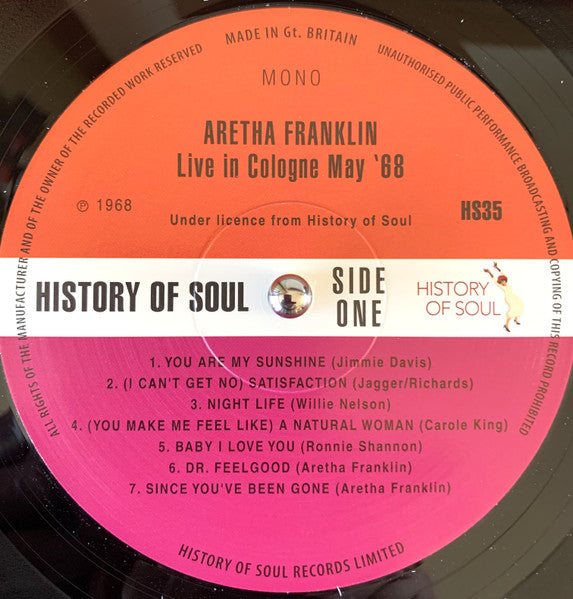 ARETHA FRANKLIN (アレサ・フランクリン) - Live In Cologne May ‘68 (EU 限定プレスLP / New) '68年26歳大充実期のドイツ・スタジオ・ライブ!