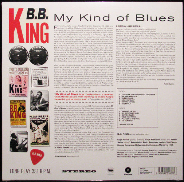 B.B.KING (BB キング) - My Kind Of Blues (EU 限定復刻ボーナス入り再発180g LP/New)ケント社での録音編集の'60年7作目アルバム。