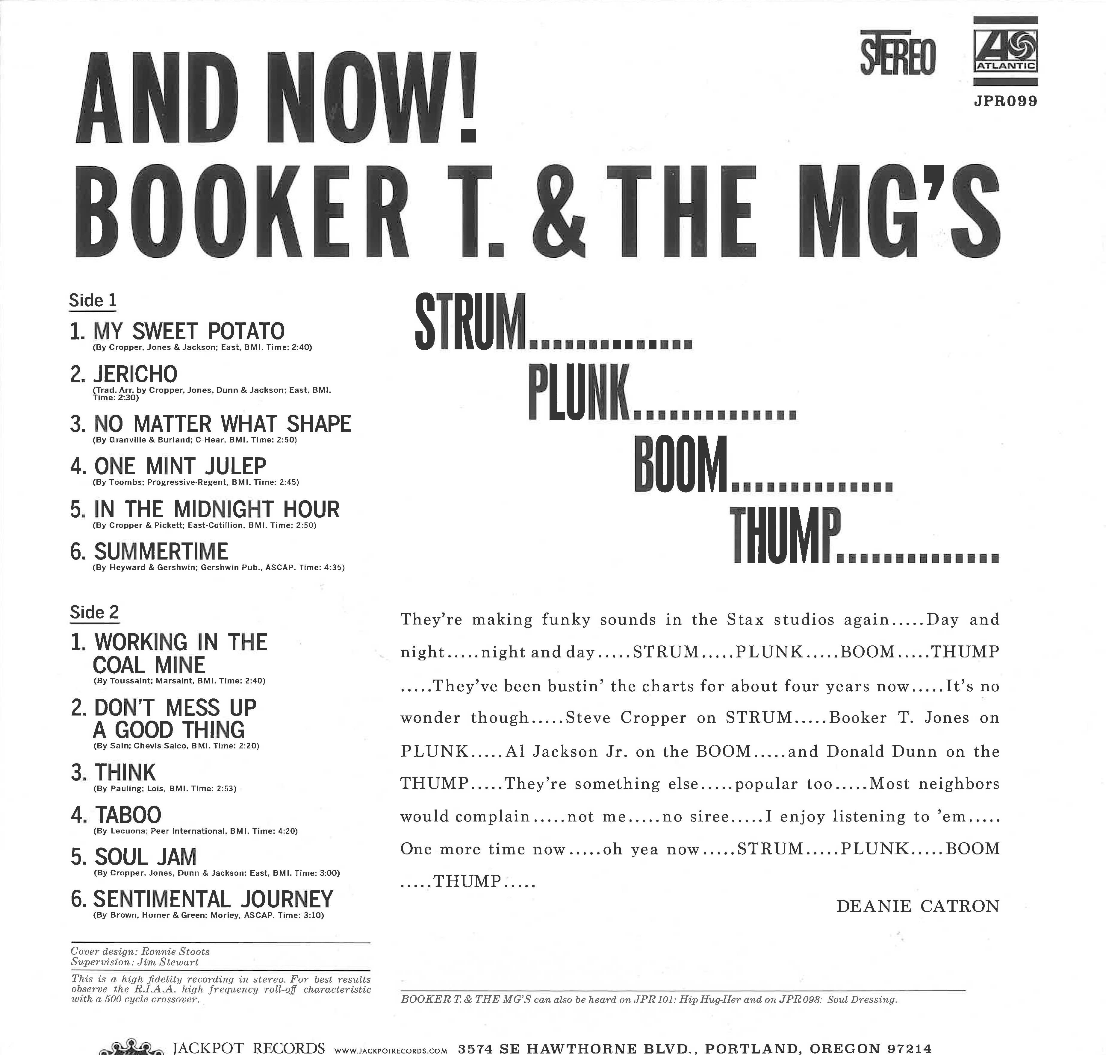 BOOKER T.& THE MG’S (ブッカーT&MG'S) - And Now! (US 1000枚限定「ブルー VINYL」正規再発ステレオ LP/New) ’66年MODソウル名作サード・アルバム