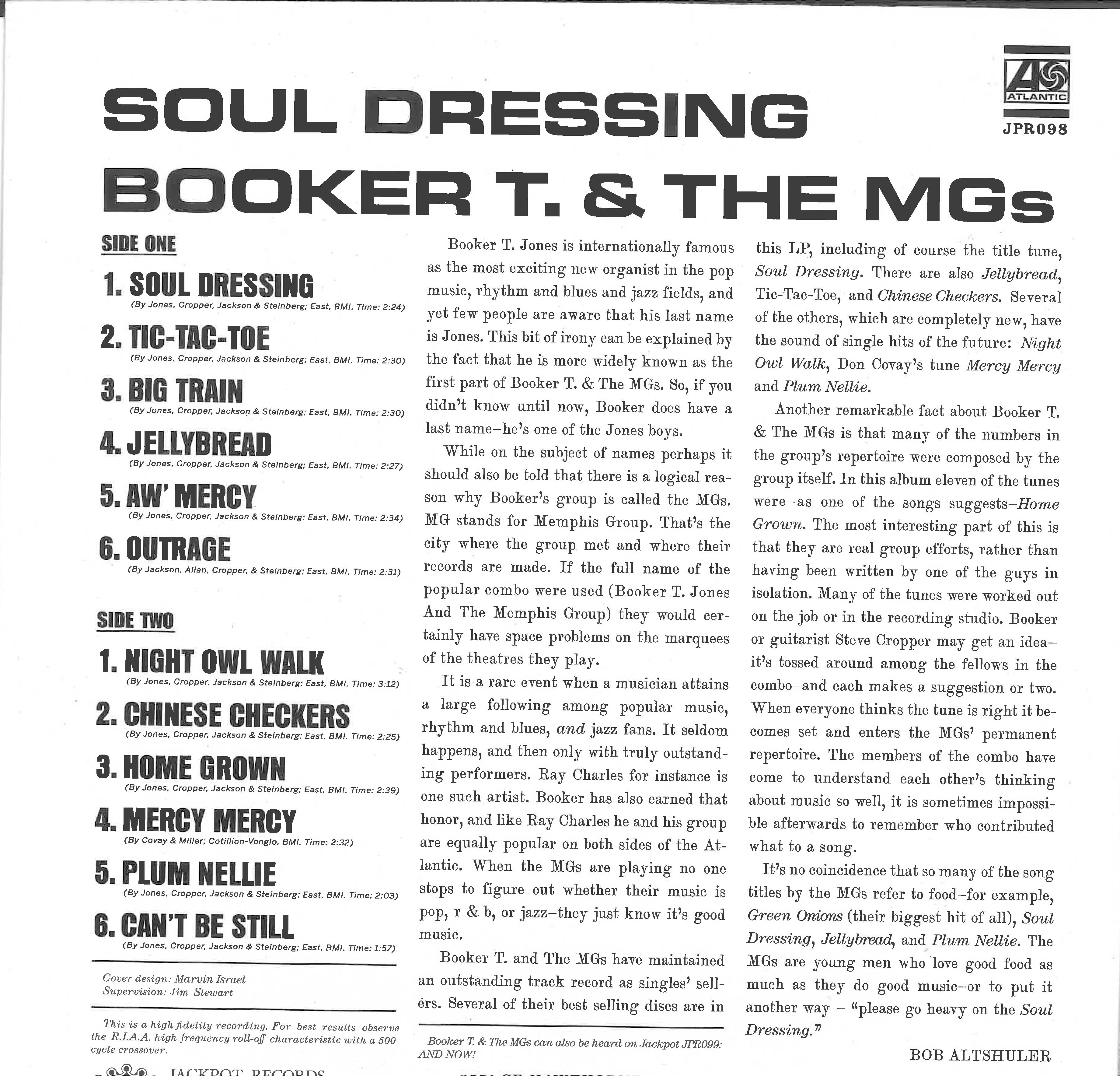 BOOKER T.& THE MG’S (ブッカーT&MG'S) - Soul Dressing (US 1000枚限定「グレイ VINYL」正規再発モノラル LP/New) '65年MODソウル名作セカンド・アルバム!
