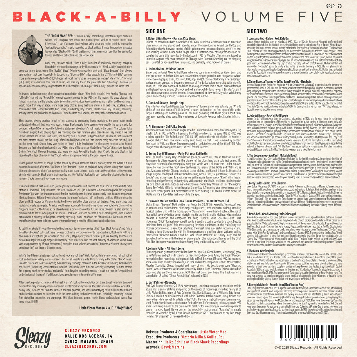 V.A. (50's & 60's ブラック・ロックンロール・コンピ) - Black-a-Billy Vol. 5 (スペイン限定 アナログ LP/ New)