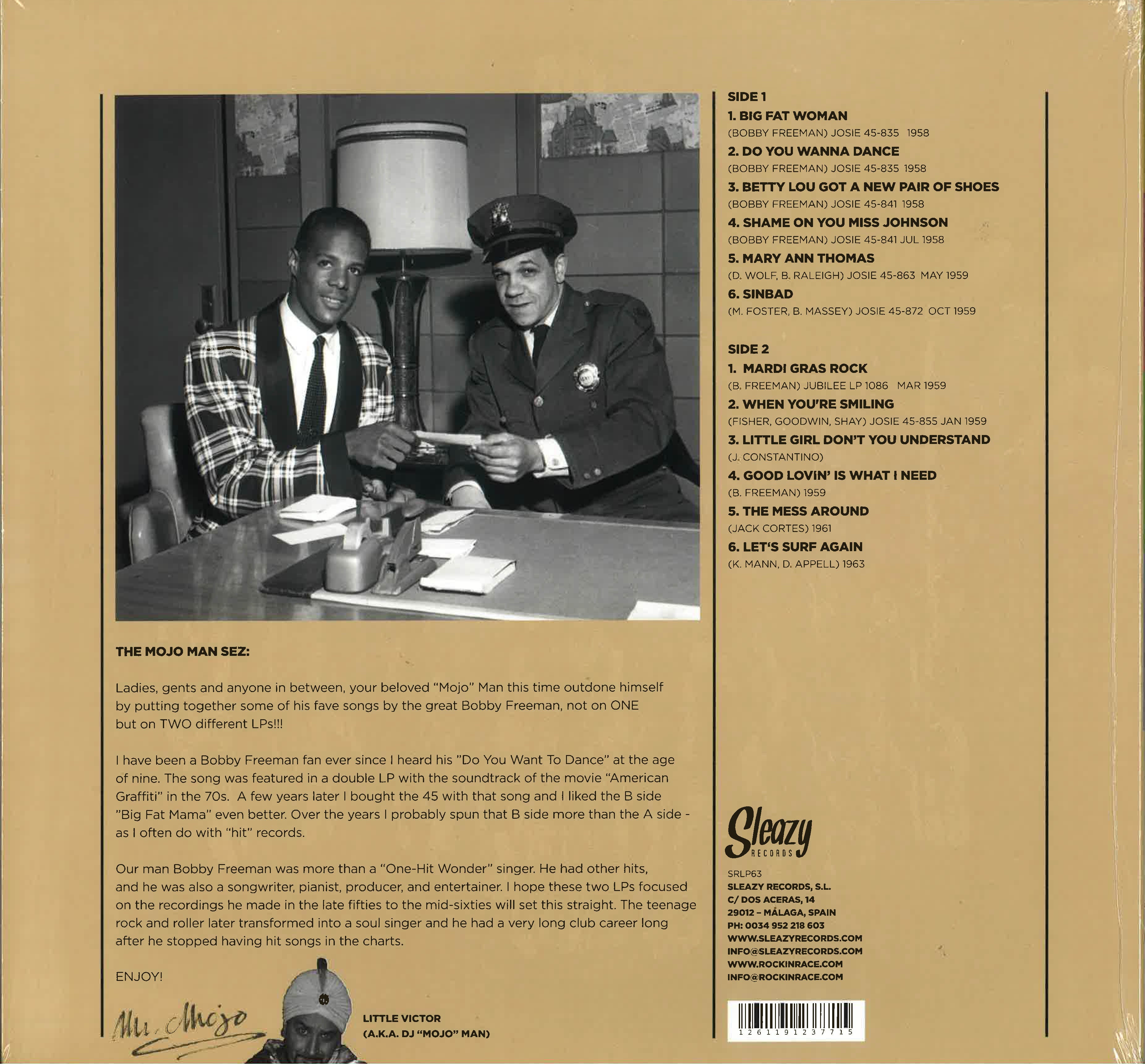 BOBBY FREEMAN (ボビー・フリーマン) - The Fabulous Vol.1 (EU 限定アナログ LP/New) 初期ブラックR&Rジャイバーシングル編集コンピ!