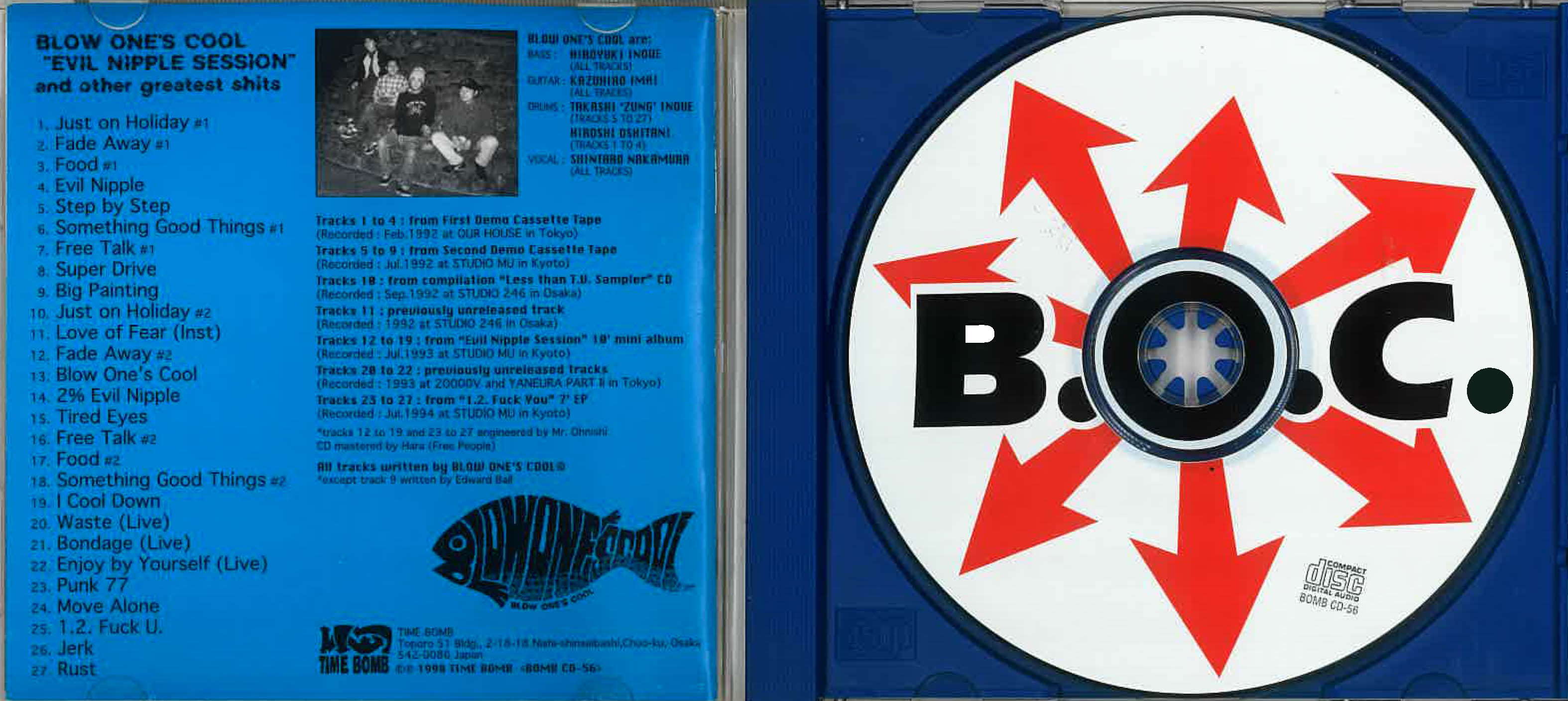 BLOW ONE’S COOL (ブロウ・ワンズ・クール) - Evil Nipple Session (Japan タイムボム 限定ボーナス入り 初回青トレイCD/New) '93年ミニ・アルバム+レアトラック全27曲入りコンプリートCD!