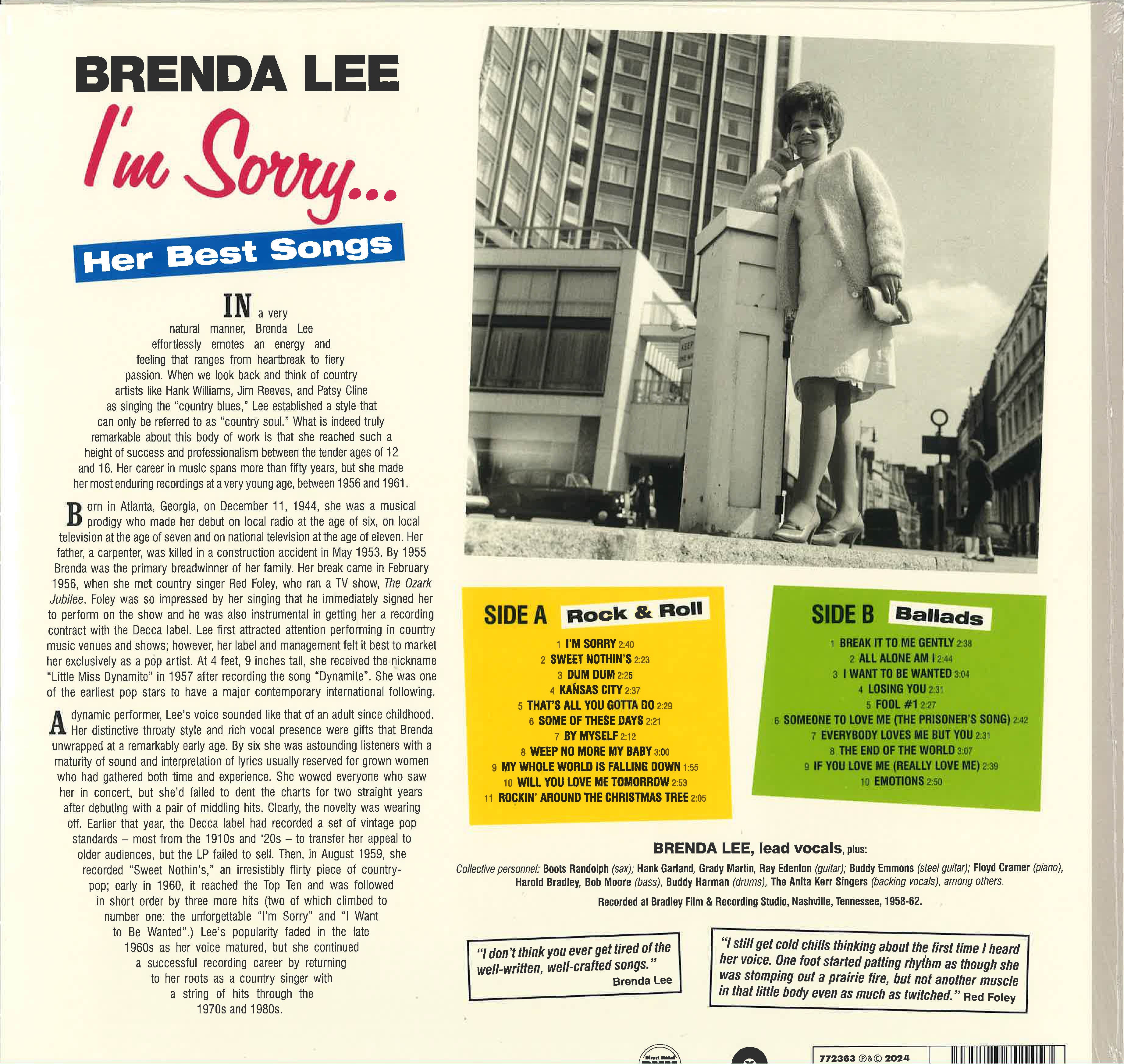 BRENDA LEE (ブレンダ・リー) - I'm Sorry... Her Best Songs (EU限定リリース・アナログLP/ New) 女性ロッカー'50〜’60年代黄金期のべスト!