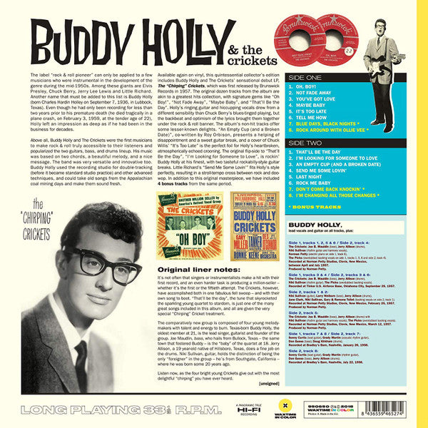 BUDDY HOLLY ( & THE CRICKETS) (バディ・ホリー & ザ・クリケッツ) - The "Chirping" Crickets (EU 限定ボーナス追加16曲入り再発180g「イエロー VINYL」モノラル LP/New) クリケッツ名義'57年デビュー・アルバム