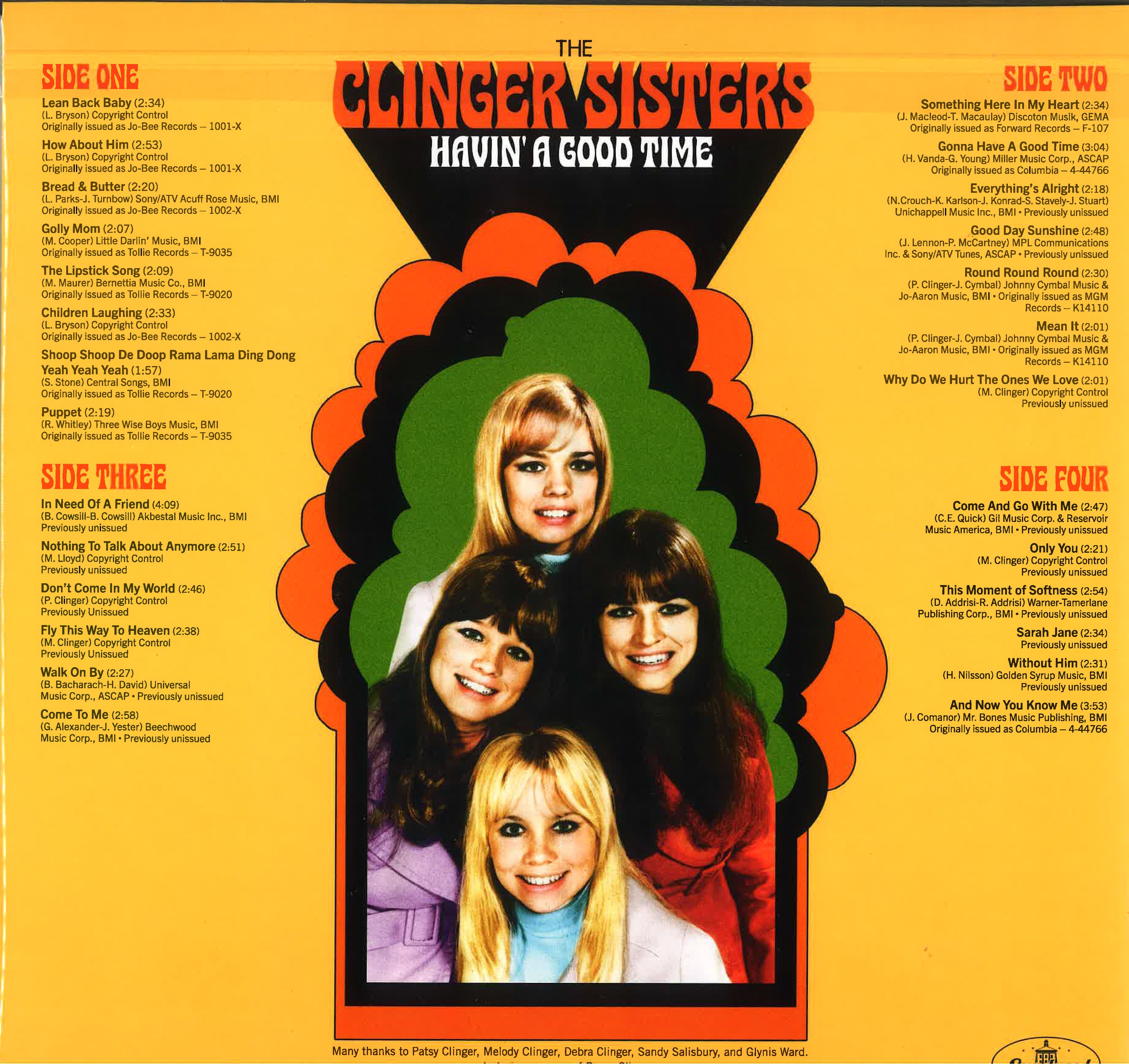 CLINGER SISTERS, THE (THE CLINGER) (ザ・クリンガー・シスターズ / ザ・クリンガーズ) - Havin' A Good Time (US 正規限定 LPx2枚組 /New) 60's 米ガールズガレージ・コンピ!