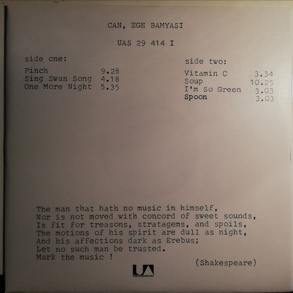 CAN (カン) - Ege Bamyasi (EU 限定リプロ再発 LP+復刻インナー/New)'72年名作サードアルバム