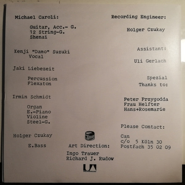 CAN (カン) - Ege Bamyasi (EU 限定リプロ再発 LP+復刻インナー/New)'72年名作サードアルバム