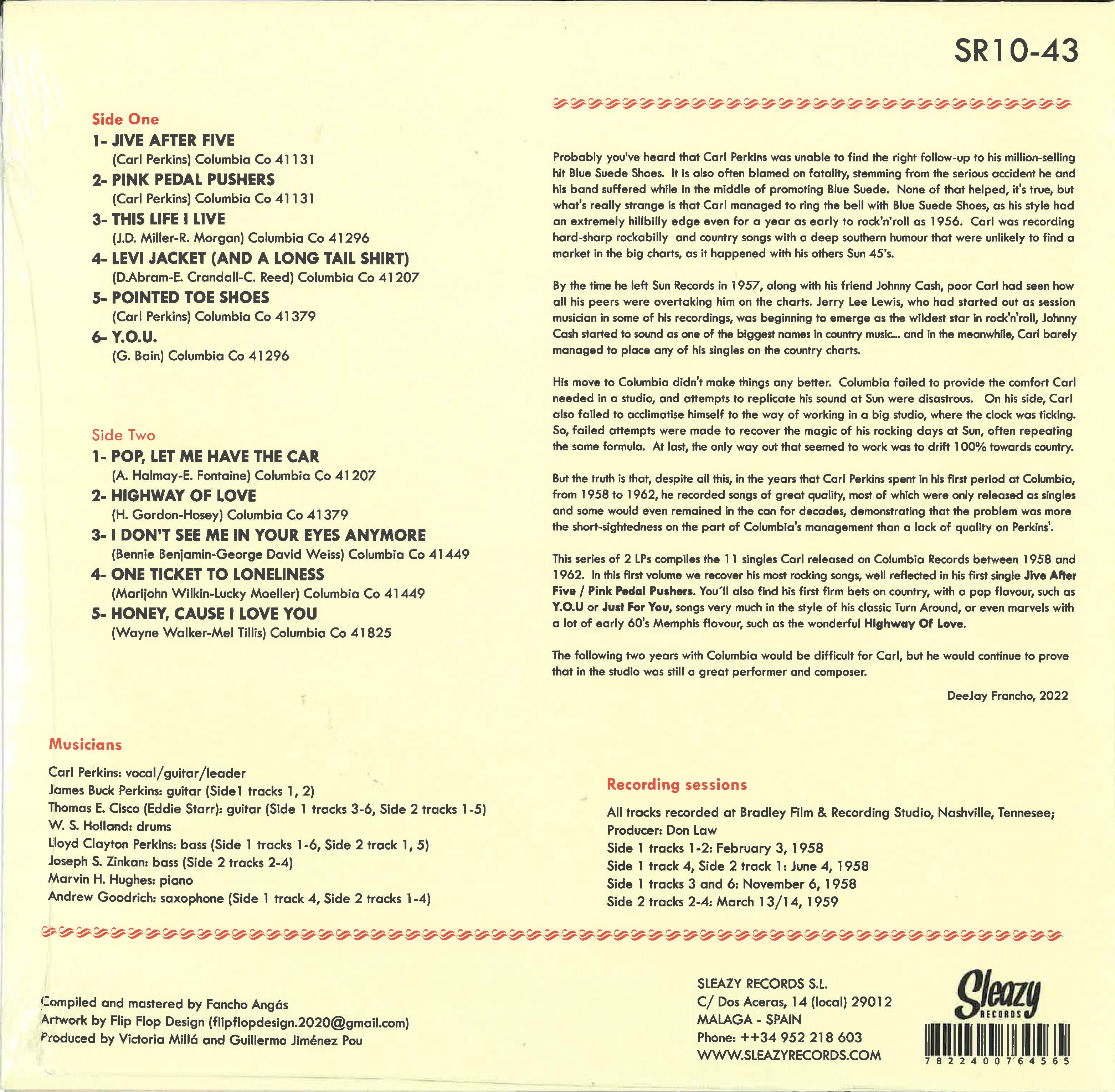 CARL PERKINS (カール・パーキンス) - Jive After Five (スペイン限定 10インチ LP/New) '58〜'60年コロンビア社シングル編集コンピ