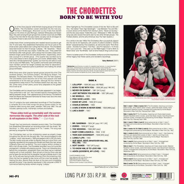 CHORDETTES (コーデッツ) - Born To Be With You - The Hits (EU 限定リリース「ピンク・ヴァイナル」LP/New) ベスト20曲