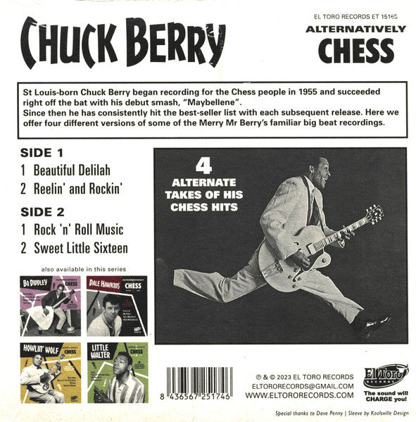 CHUCK BERRY (チャック・ベリー) - Alternatively CHESS / Beautiful Delilah +3 (Spain 限定4曲入りジャケ付き「水色盤」7インチEP/New)