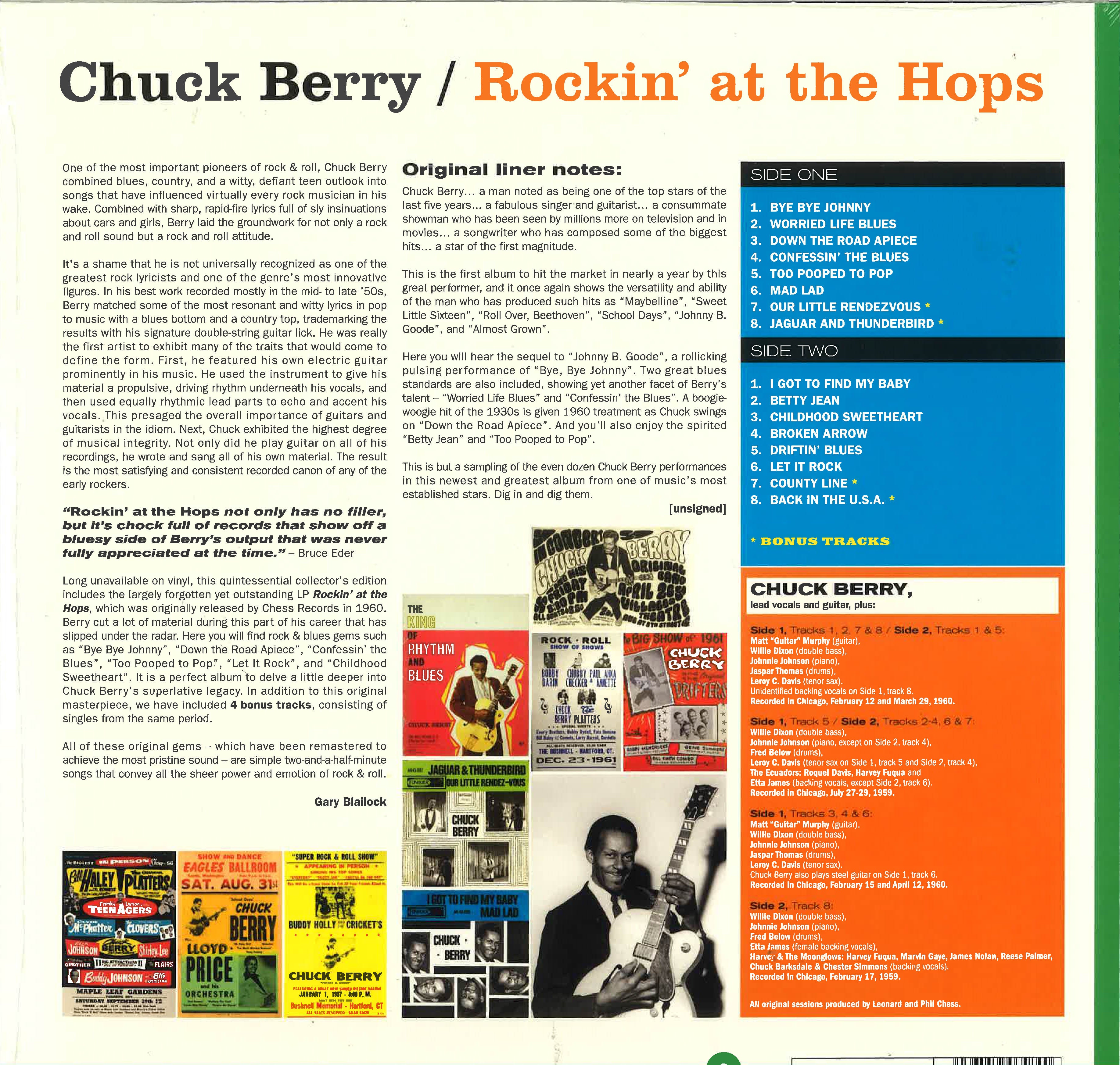 CHUCK BERRY (チャック・ベリー) - Rockin' At The Hops (EU 限定復刻ボーナス入り再発「グリーン・ヴァイナル」180g LP/New) '60年4作目アルバム