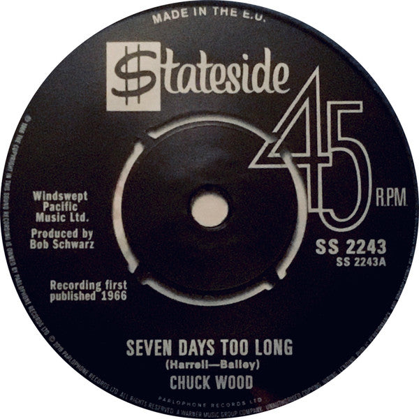 CHUCK WOOD / THE CASUALERRS (チャック・ウッド / カジュアリアーズ) - Seven Days Too Long / Dance Dance Dance (UK 限定再発スプリット7" /New)