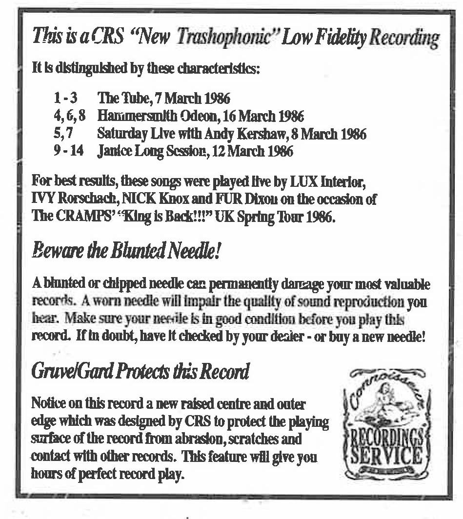 CRAMPS (クランプス) - The King Is Back !!! (Russia 300枚限定「カラーVINYL」LP/New)