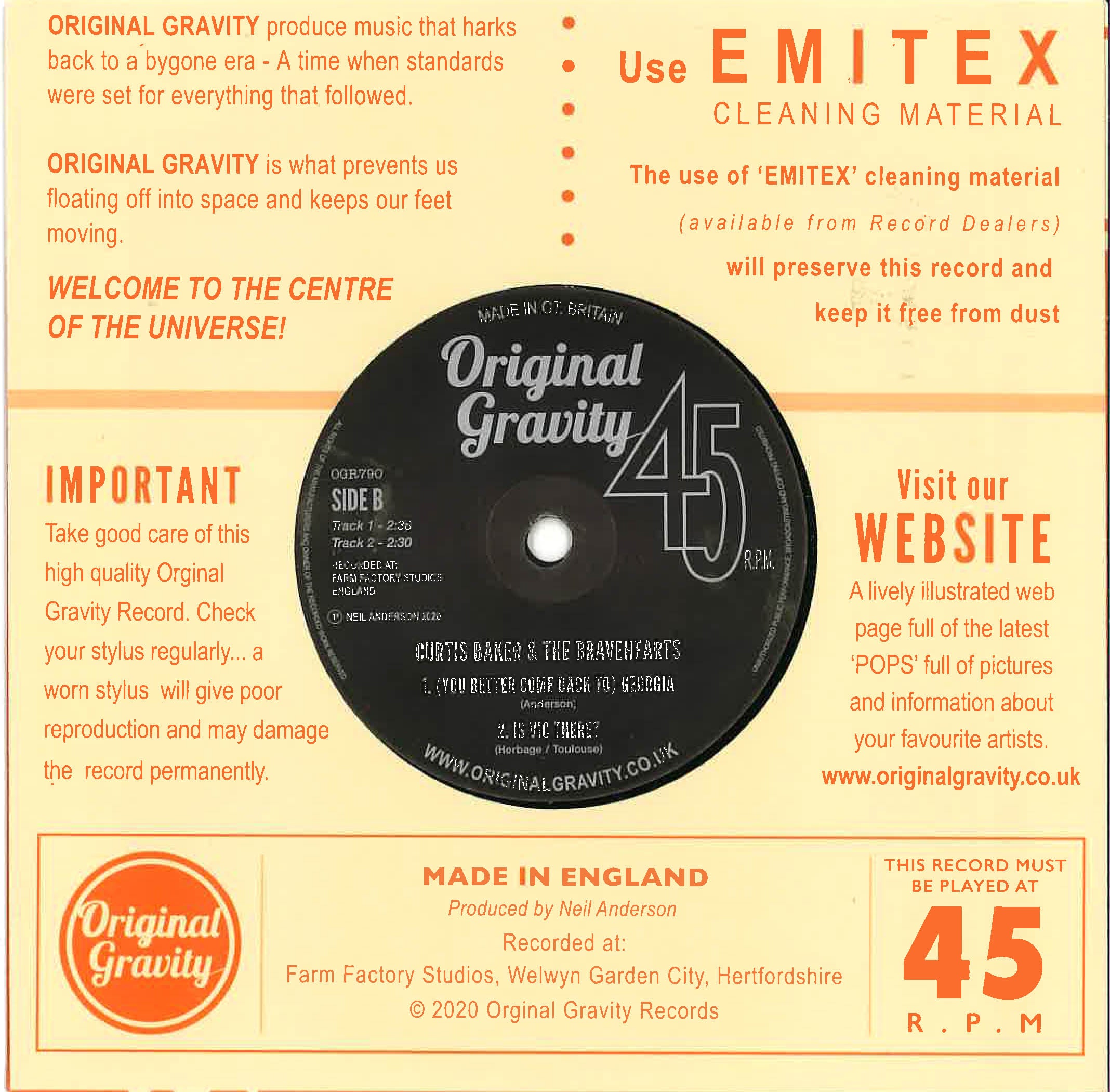 CURTIS BAKER & THE BRAVEHEARTS (カーティス・ベイカー&ブレーヴハーツ) - Lookin' For My Baby + 3 (UK 限定 4曲入り7"EP/New)