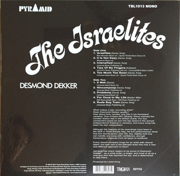 DESMOND DEKKER  (デスモンド・デッカー)  - The Israelites (UK 限定復刻再発モノラル LP/New)