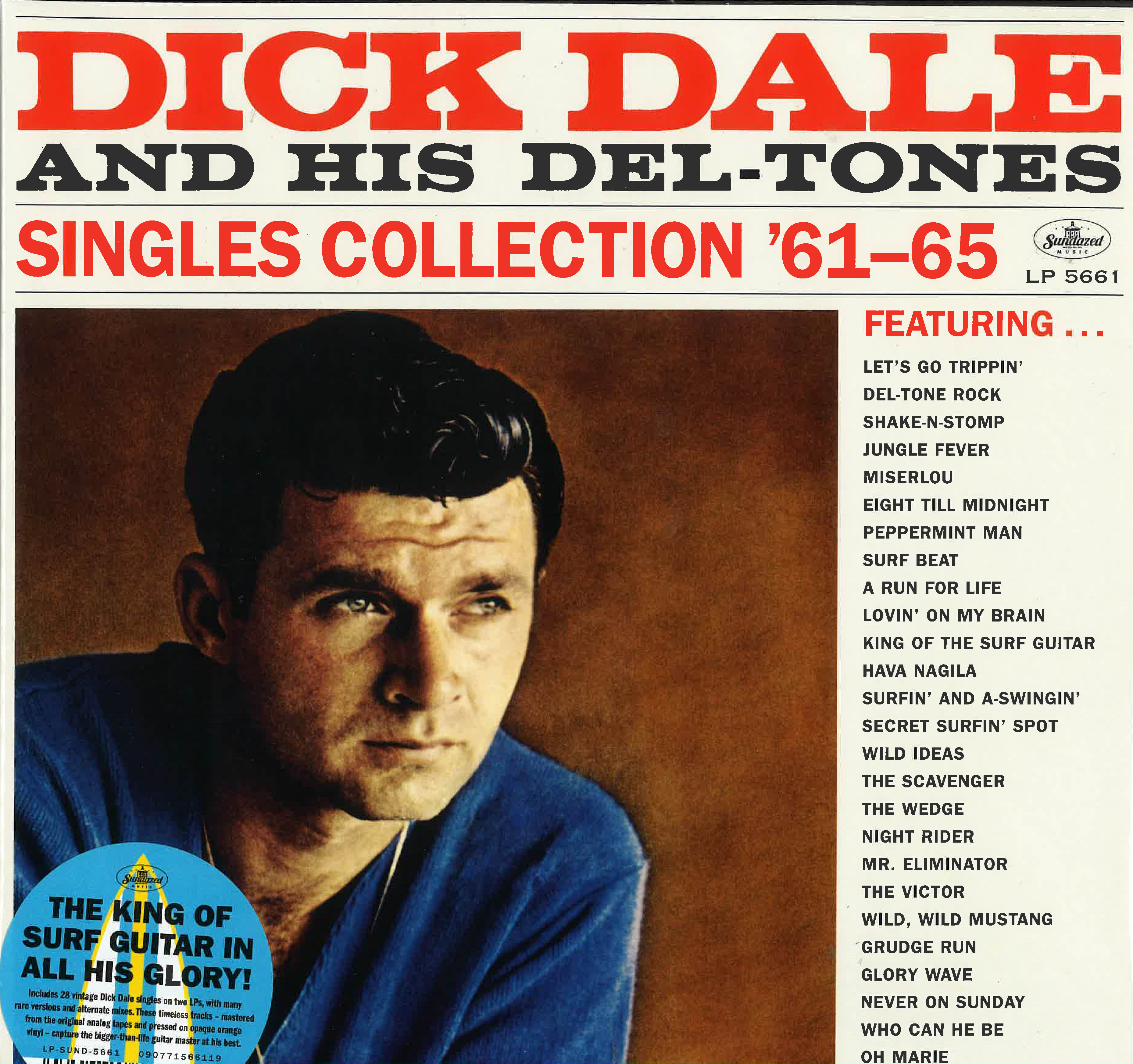 DICK DALE & HIS DEL-TONES (ディック・デイル & デルトーンズ) - Singles Collection '61-'65 (US 限定「オレンジ・ヴァイナル」モノラル2xLP/New) サーフ・ギターの神様'61〜'65年シングル・コンピ!