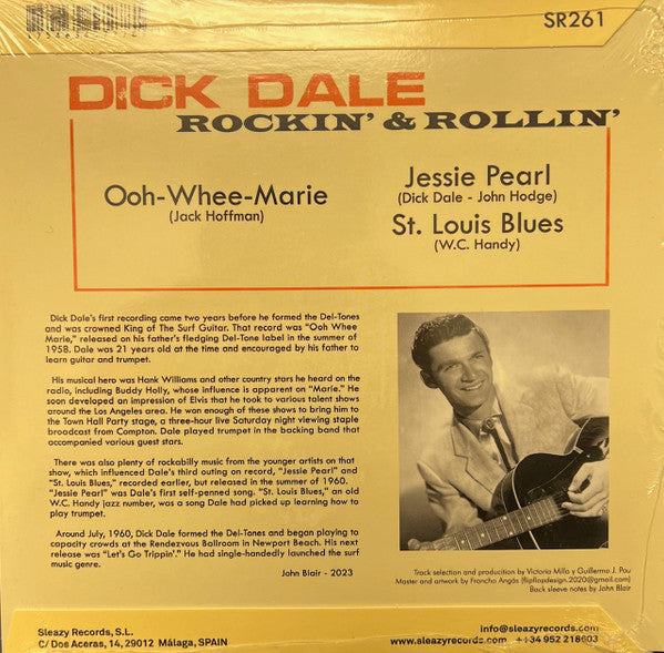 DICK DALE (ディック・デイル) - Rockin' Rollin' vol.1 / Ooh-Whee-Marie +2 (Spain 限定ジャケ付き再発3曲入り 7" EP/New)ロカビリージャイヴァー+ポップコーン