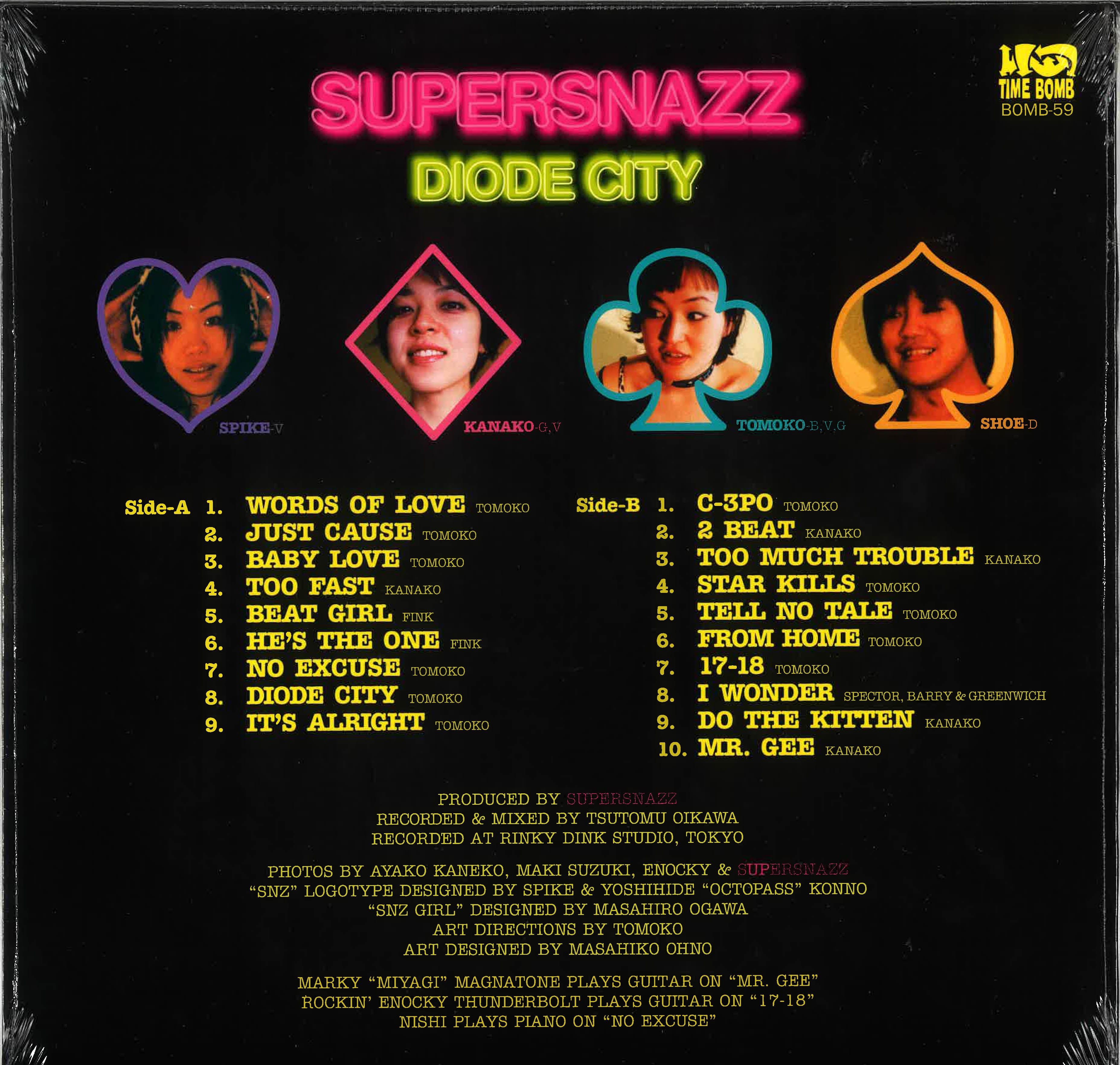 SUPERSNAZZ (スーパースナッズ) - Diode City (Japan タイムボム限定再発「黒盤」LP/ 廃盤 New ) ’98年19曲入りサード・アルバム!残少!
