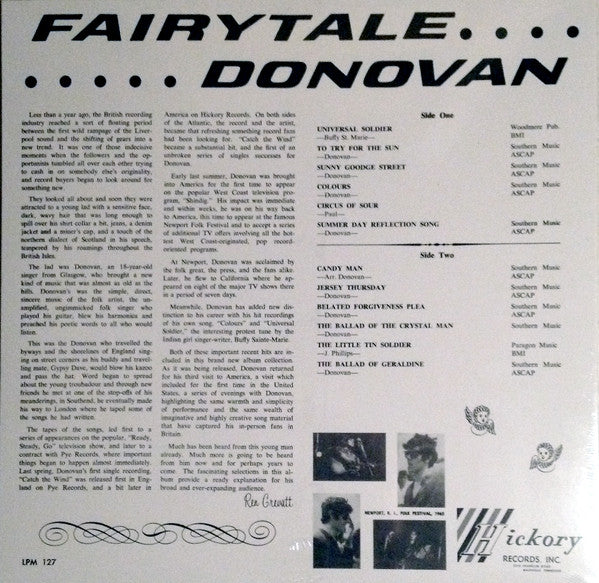 DONOVAN (ドノヴァン) - Fairytale (US 限定復刻再発アナログ LP/New) 英フォーク/ロック界レジェンド'65年セカンド・アルバム