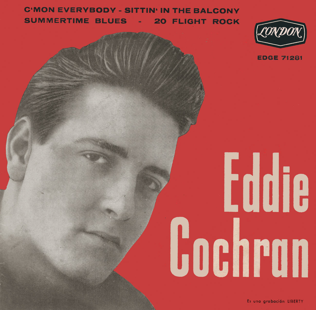 EDDIE COCHRAN (エディ・コクラン) - C'mon Everybody + 3 (スペイン限定復刻リプロ再発4曲入り7インチEP/折り返しジャケも再現/ New) '60年スペインEPの再現!