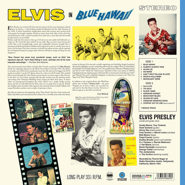 ELVIS PRESLEY (エルヴィス・プレスリー) - Blue Hawaii (EU 限定ボーナス入り再発180g「ブルーVINYL」ステレオLP/New)'61年主演映画サントラ