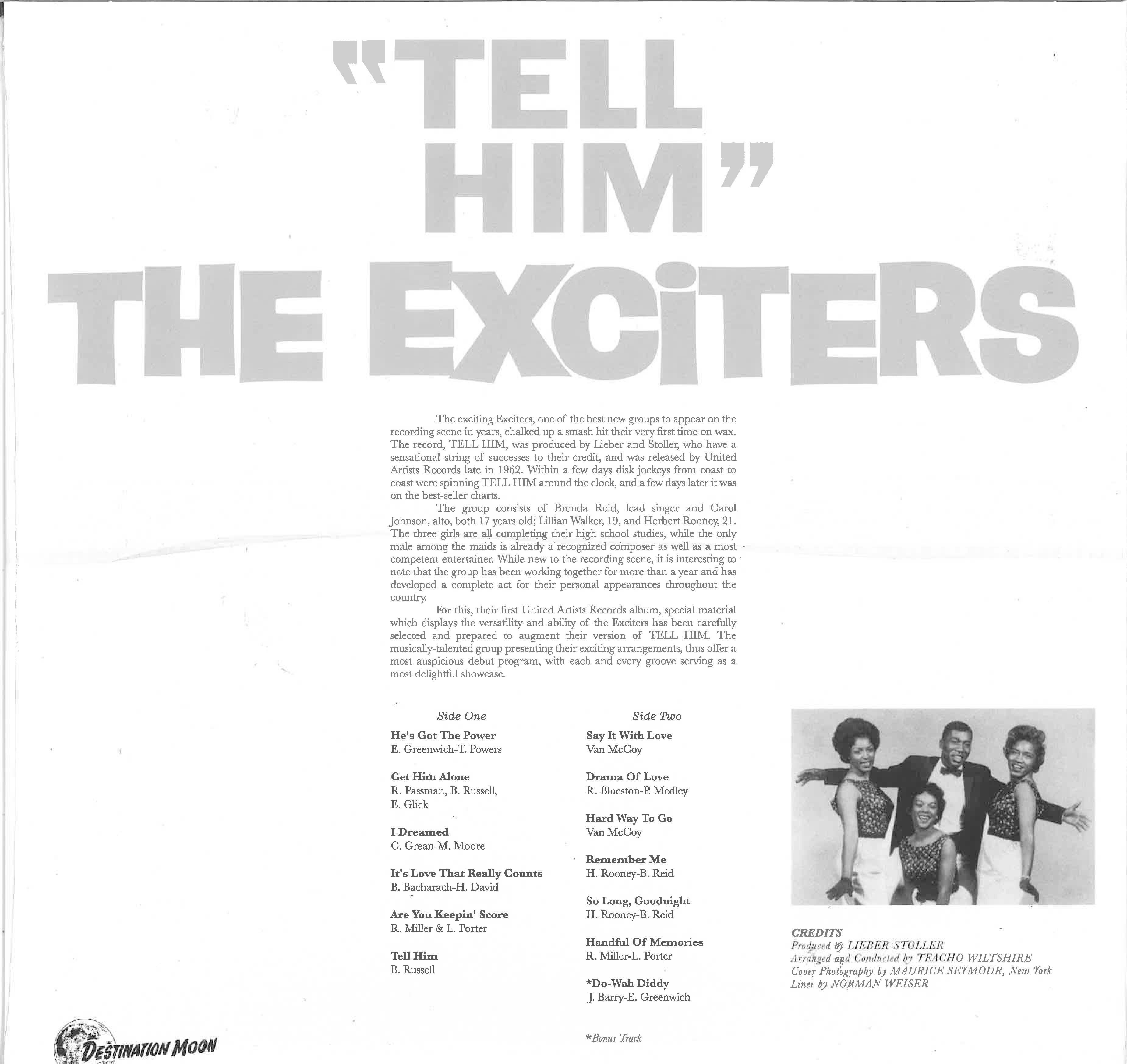 EXCITERS (エキサイターズ) - Tell Him (EU 500枚限定ボーナス入り再発「クリア・ヴァイナル」 LP/New)レヴィロス他のカヴァ「テルヒム」含む’63年デビューアルバム