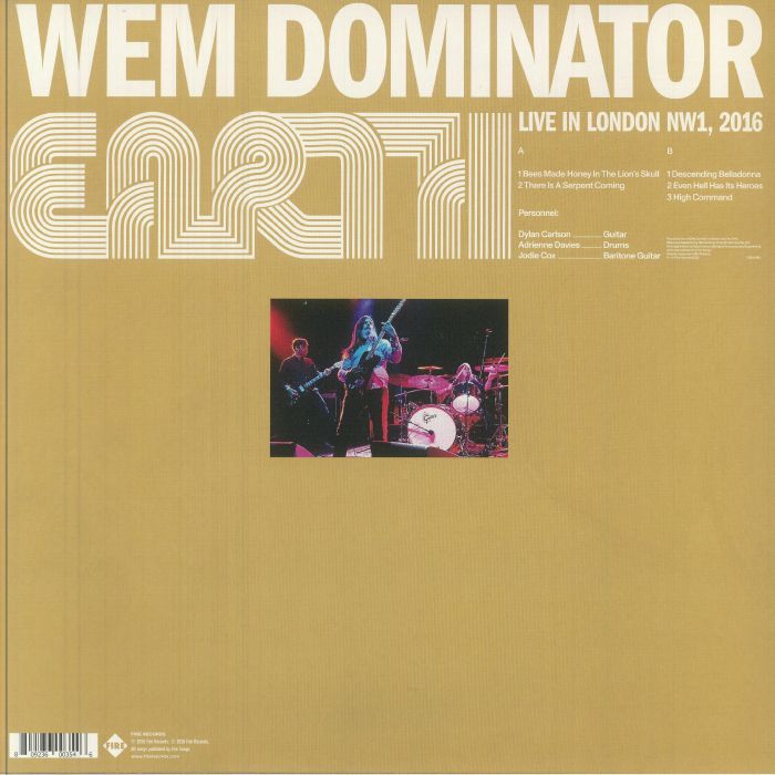 EARTH (アース) - WEM Dominator - Live In London NW1, 2016 (UK 限定「ダークスター(スプラッター)ヴァイナル」 LP/NEW) '25年ライブアルバム