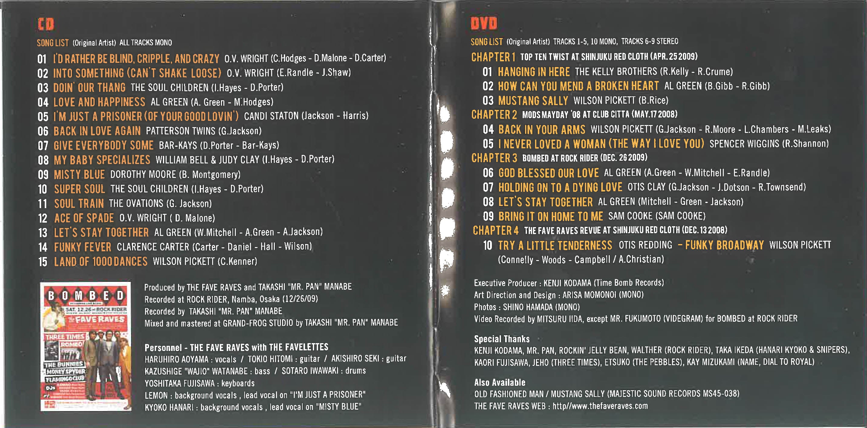 FAVE RAVES, THE - Bombed / THE FAVE RAVES REVUE IN OSAKA (日本 タイムボム 限定 CD+DVDセット/New)'09年大阪ライブCD+DVDセット!