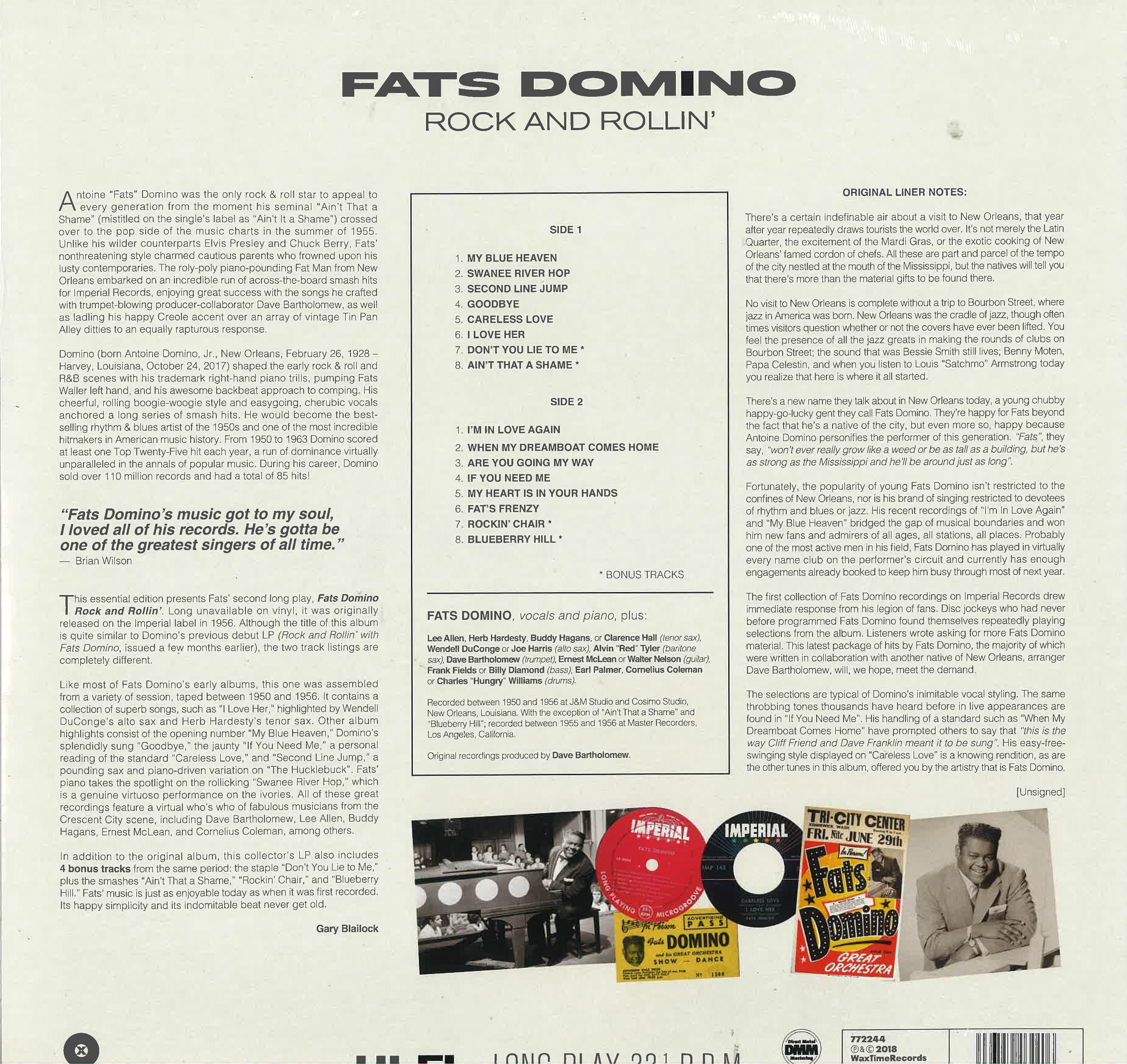 FATS DOMINO (ファッツ・ドミノ) - Rock And Rollin' (EU 限定復刻ボーナス入り再発180g LP/New)'56年セカンド・アルバム