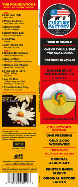 FOUNDATIONS, THE (ザ・ファウンデーションズ) - Build Me Up Buttercup (US 限定2000枚再発「黄色&シルヴァー VInyl」ステレオ LP+インナー、帯/New) '68年米国のみで発表のセカンド・アルバム