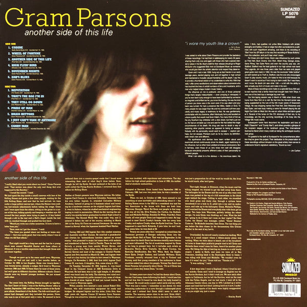 GRAM PARSONS (グラム・パーソンズ) - Another Side of This Life (US 限定「スカイブルーVINYL」モノラル LP/New)