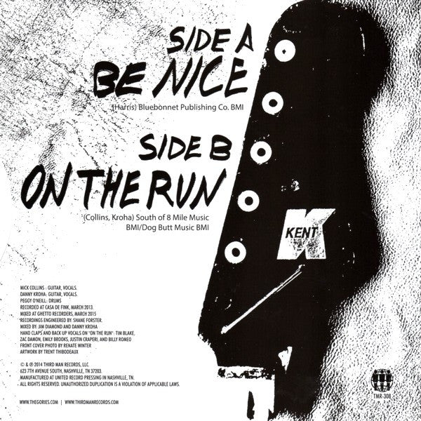 GORIES (ゴリーズ) - Be Nice / On The Run (US 限定ジャケ付き 7インチ/New)2015年復活シングル!