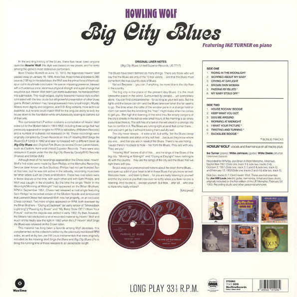 HOWLIN’ WOLF (ハウリン・ウルフ) - Big City Blues <Howling Wolf Sings The Blues> (EU 限定復刻再発180g LP/New)'51〜'52年RPM社3枚のシングル+未発表音源編集'62年アルバム