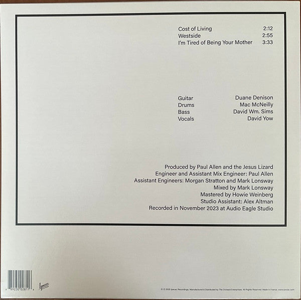 JESUS LIZARD, THE (ジーザス・リザード) - Flux (US-UK RSD 2025 「2,160枚限定片面エッチング」 12インチ/NEW) '25年EP