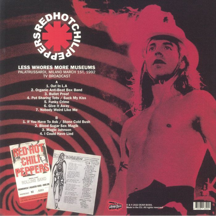 RED HOT CHILI PEPPERS (レッド・ホット・チリ・ペッパーズ) - Less Whores More Museums (EU 300枚限定「カラーヴァイナル」 LP/NEW) ライブアルバム