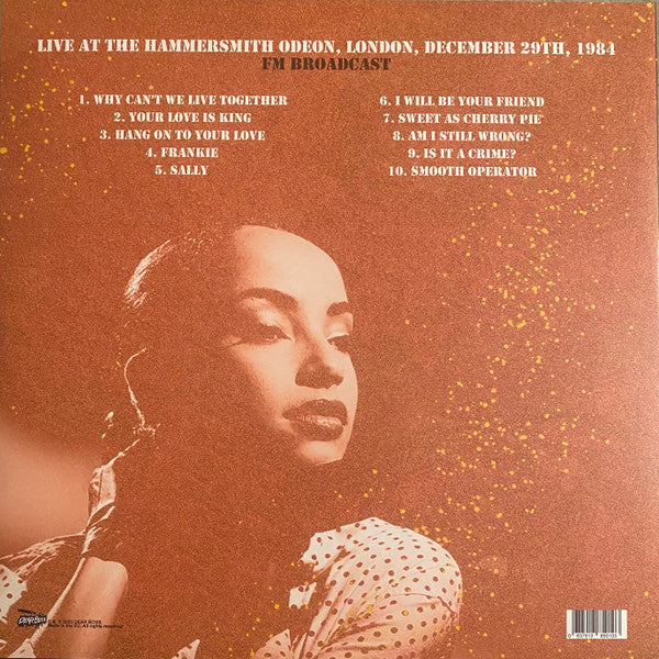 SADE (シャーデー) - Making Hearts Ache The Hammersmith Odeon Broadcast (EU 300枚限定「ターコイズヴァイナル」 LP/NEW) ライブアルバム