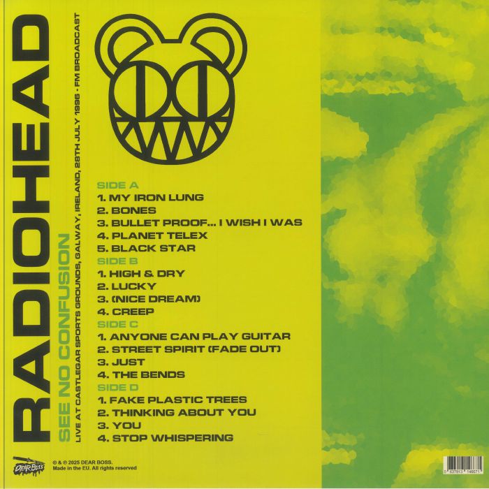 RADIOHEAD (レディオヘッド) - See No Confusion: Live At Castlegar Sports Grounds Galway Ireland 28th July 1996 (EU 300枚限定「カラーヴァイナル」 2xLP/NEW) ライブアルバム