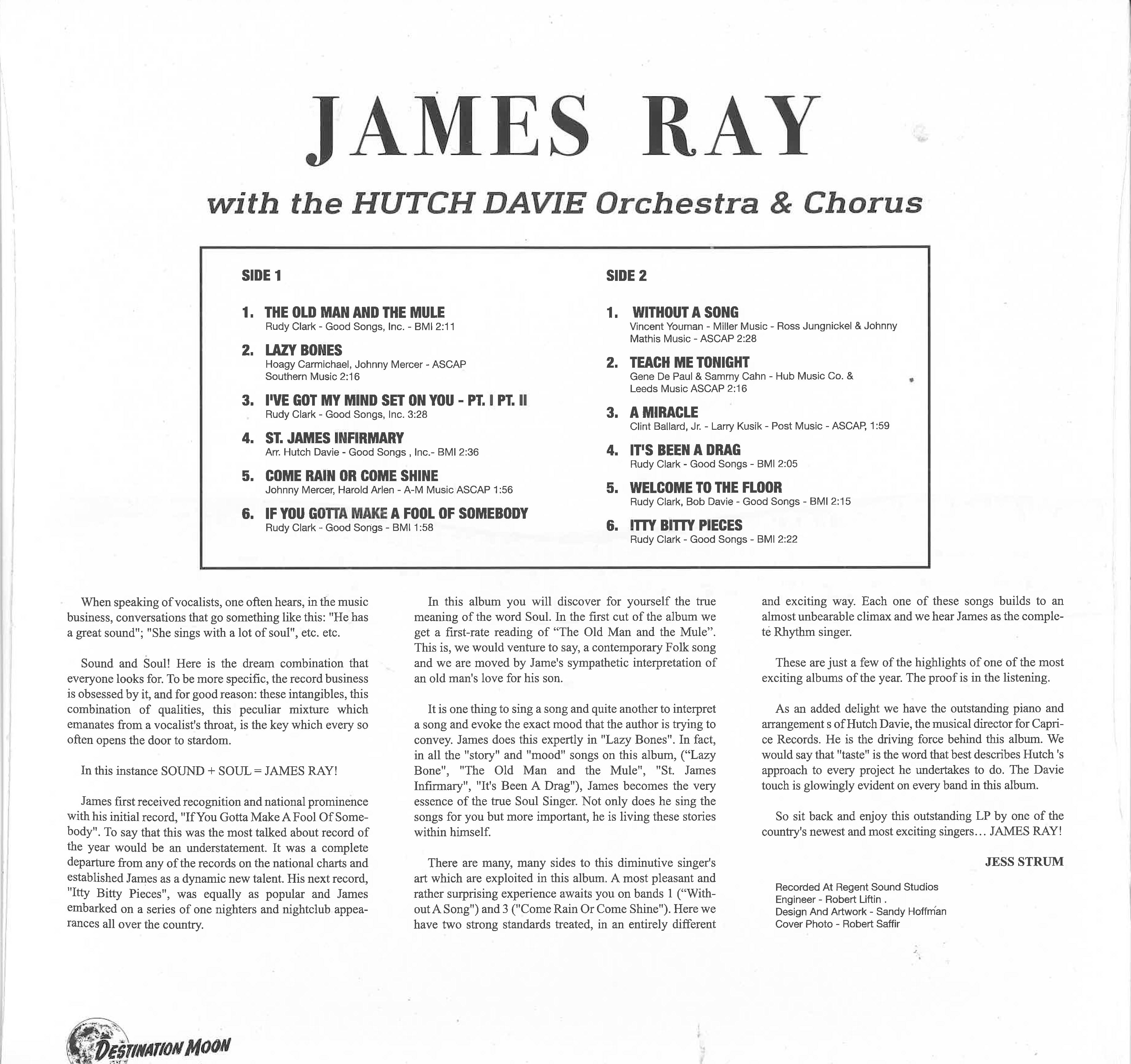 JAMES RAY (ジェームス・レイ) - James Ray <1st Album> (EU 500枚限定復刻再発「クリア VINYL」LP/New)ジョージハリソンのカヴァ原曲収録。