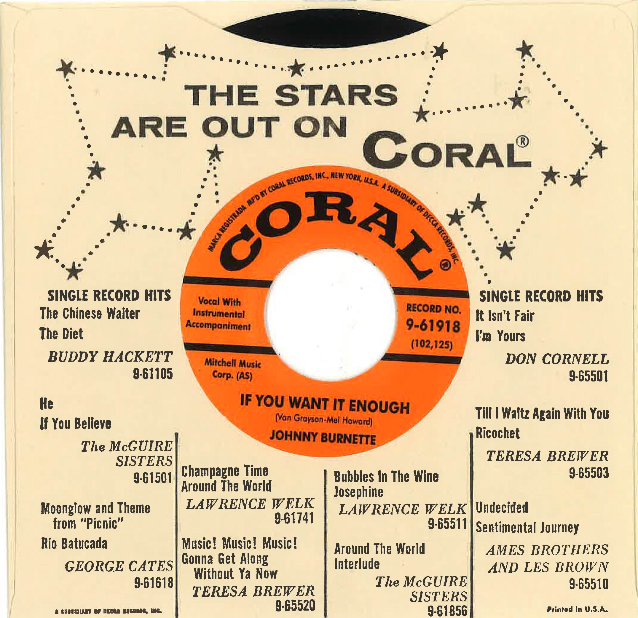 JOHNNY BURNETTE (ジョニー・バーネット) - Rock Billy Boogie (US 限定復刻リプロ再発「オレンジラベ・黒盤」 7"+カンパニースリーブ/New) ロバート・ゴードンのカヴァ原曲ロカビリー・クラシック!