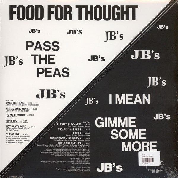 J.B.’S (ジェービーズ) - Food For Thought (US 限定復刻再発 LP/New)'72年ファンク名作デビュー・アルバム!