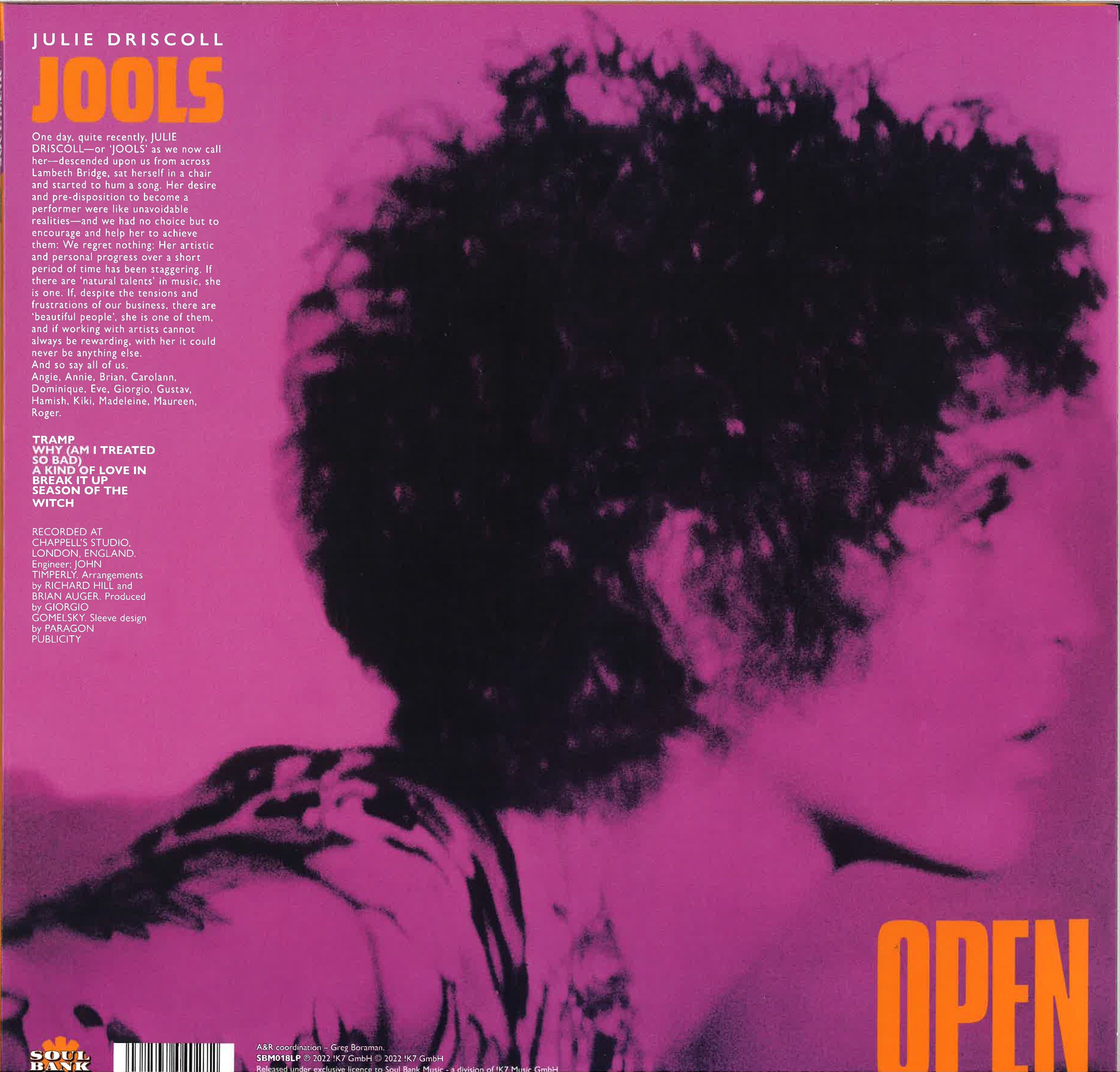 JULIE DRISCOLL, BRIAN AUGER & THE TRINITY (ジュリー・ドリスコール, ブライアン・オーガー & ザ・トリニティ) - Open (EU 限定復刻再発 LP /New) MODジャズ '67年名作デビューアルバム!