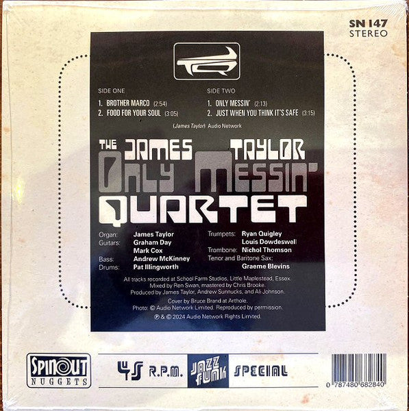 JAMES TAYLOR QUARTET (ジェームス・テイラー・カルテット) - Only Messin' EP (UK300枚限定ジャケ付き 7"/New) MODジャズ〜どファンク!