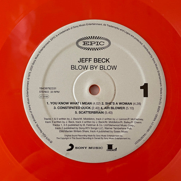JEFF BECK (ジェフ・ベック) - Blow By Blow (EU限定復刻再発「オレンジ VINYL」LP/New)