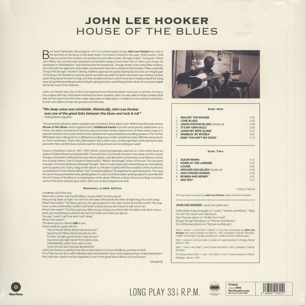 JOHN LEE HOOKER (ジョン・リー・フッカー) - House Of The Blues (EU 限定ボーナス入り復刻再発180g LP/New) ’59年デビューアルバム