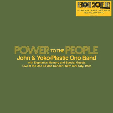 John & Yoko /Plastic Ono Band with Elephant’s Memory and Special Guests (ジョンとヨーコ) - Power To The People _ Live at the One To One Concert, New York City, 1972 (USレコードストアデイ3,000枚限定「180g イエロー・ヴァイナル」 4曲入り12インチ /New)