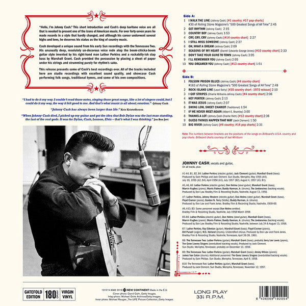 JOHNNY CASH (ジョニー・キャッシュ) - The Hits (EU 限定プレス180g LP-見開きジャケ/New) '55〜'61年初期ベスト20曲!