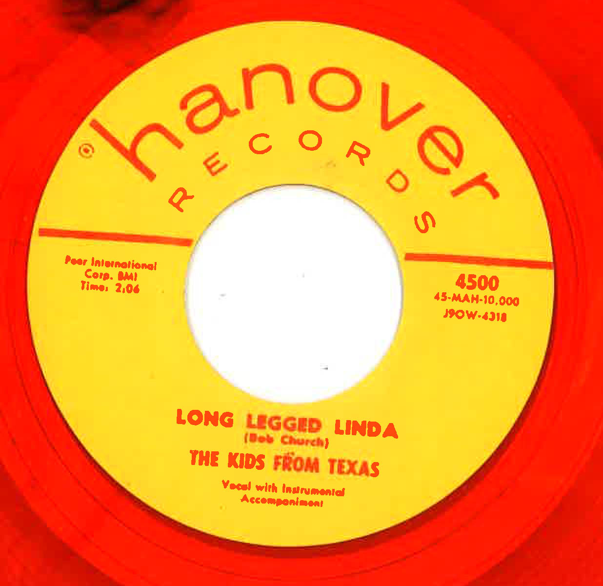 KIDS FROM TEXAS (キッズ・フロム・テキサス) - Long Legged Linda / I'm So Lonely (US 限定リプロ再発「赤マーブル盤」 7インチ/ New) ロカビリージャイヴァー!