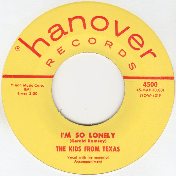 KIDS FROM TEXAS (キッズ・フロム・テキサス) - Long Legged Linda / I'm So Lonely (US 限定リプロ再発「黒盤」7インチ/ New) ロカビリージャイヴァー!