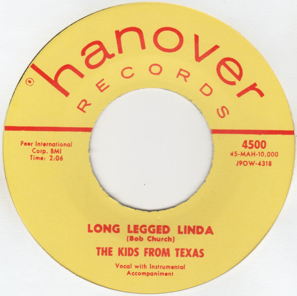 KIDS FROM TEXAS (キッズ・フロム・テキサス) - Long Legged Linda / I'm So Lonely (US 限定リプロ再発「黒盤」7インチ/ New) ロカビリージャイヴァー!